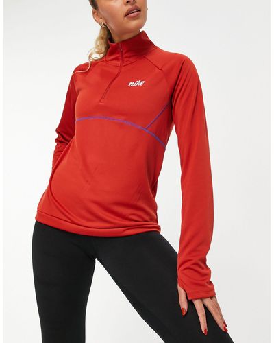 Nike Icon clash pacer - top midlayer scuro con zip corta - Rosso