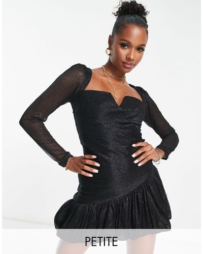 Forever New Ruched Metallic Bubble Hem Mini Dress - Black
