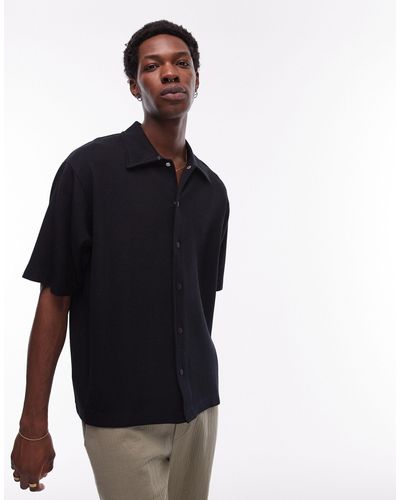 TOPMAN Oversized Fit Jersey Polo With Poppers - Blue