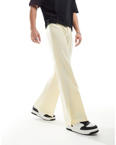 ASOS Pantalon élégant coupe vintage évasée avec fente sur le côté - Blanc