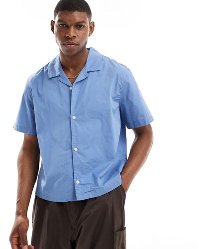 Weekday Charlie - camicia squadrata a maniche corte - Blu