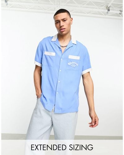 ASOS Relaxed Revere Bowling Shirt - Blue