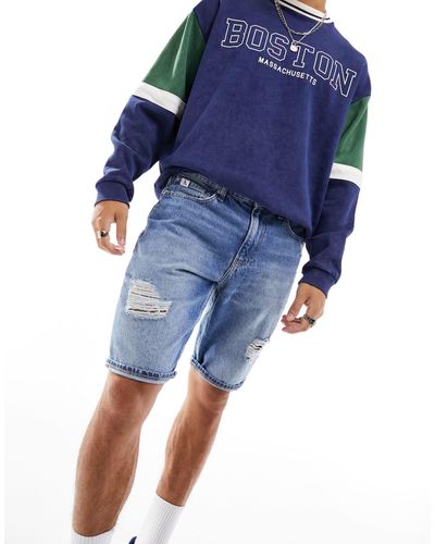 Calvin Klein Cc Regular Denim Shorts - Blue