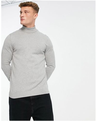 New Look Slim Fit Knitted Roll Neck Sweater - White
