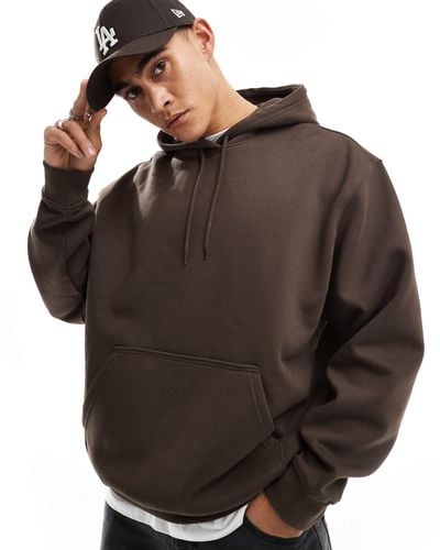 Weekday Relaxed Heavyweight Jersey Hoodie - Brown