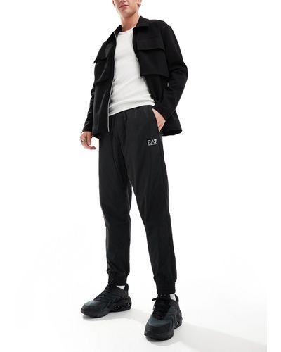 EA7 Armani Logo Contrast Piped Pockets Cuffed joggers - Black