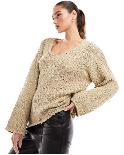 NA-KD Structured Knitted Sweater - Natural