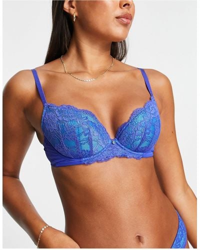 Ann Summers Sexy Lace Padded Plunge Bra - Blue
