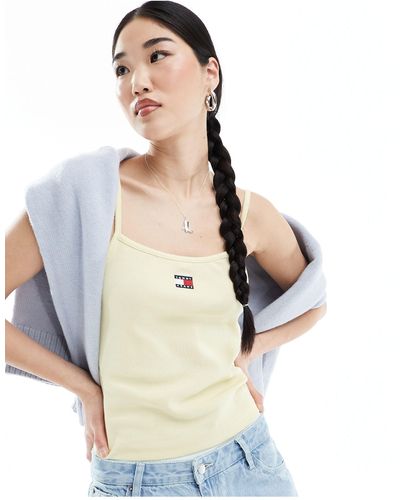 Tommy Hilfiger Badge Ribbed Strap Top - White