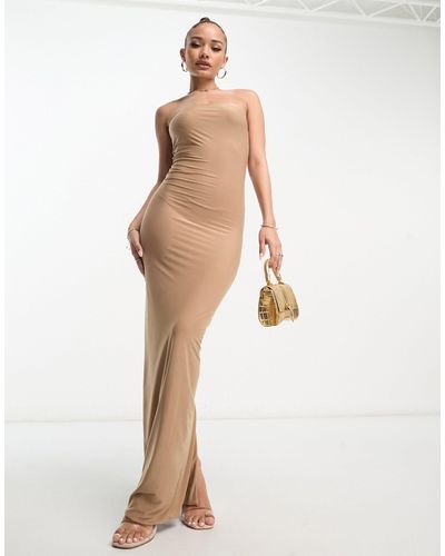 Femme Luxe Bandeau Bodycon Maxi Dress - Natural