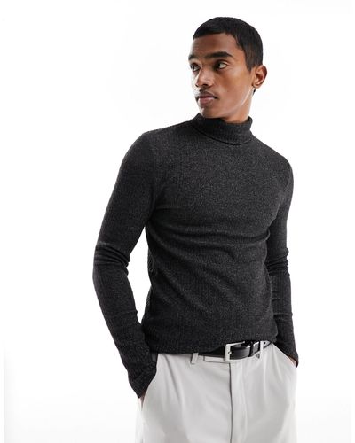 ASOS Long Sleeve T-shirt With Roll Neck - Black