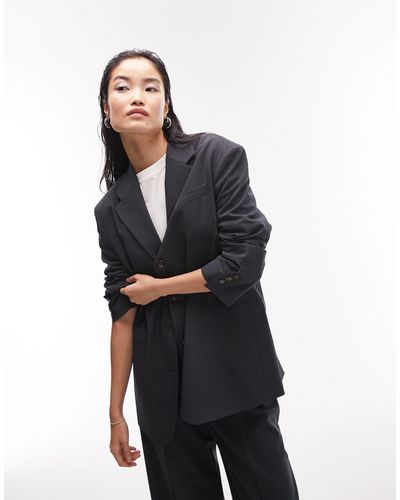 TOPSHOP Tailored Co-ord Oversized Blazer With Twisted Sleeve - Black
