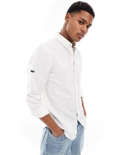 Superdry Studio Linen Long Sleeve Shirt - White