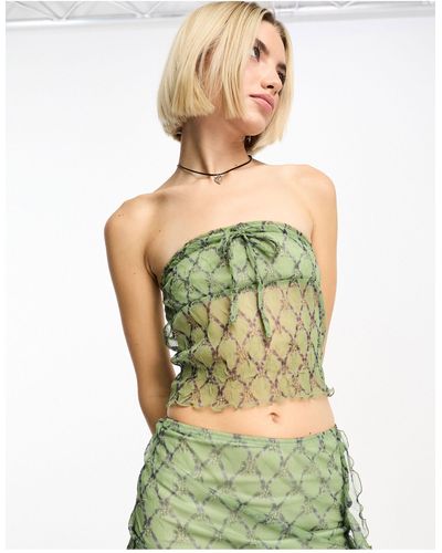Reclaimed (vintage) Bandeau Top Co-ord - Green
