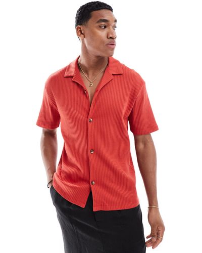 ASOS Relaxed Fit Rib Polo Shirt - Red