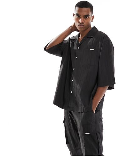 Sixth June Co-ord Textured Short Sleeve Shirt - Black