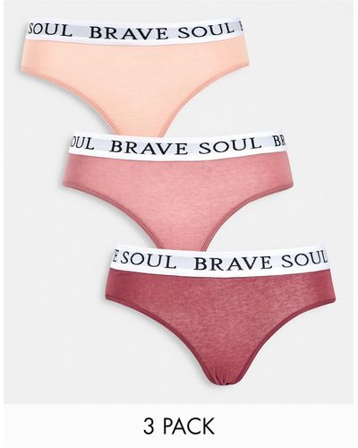 Brave Soul Confezione da 3 slip color cipria, sabbia e burro - multi - Rosa