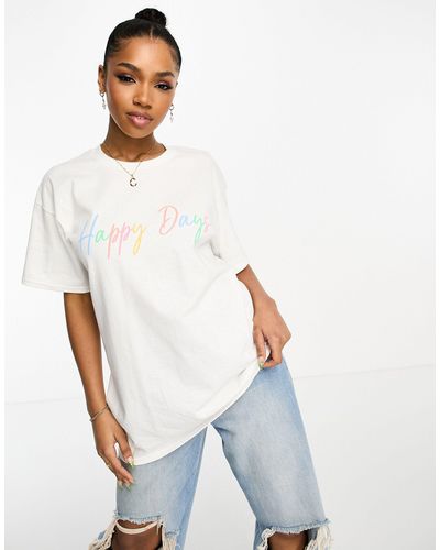 In The Style T-shirt Met 'happy Days'-motief - Wit