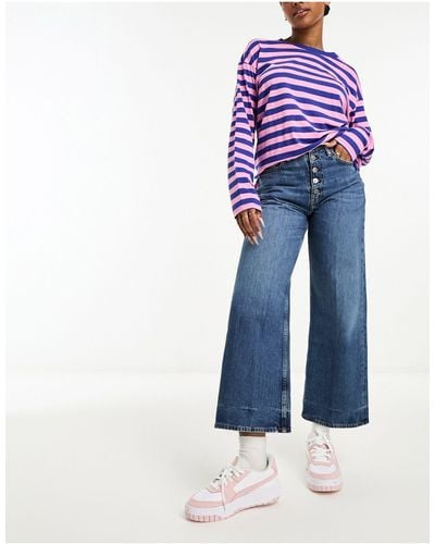 Polo Ralph Lauren Cropped Jeans Met Rechte Pasvorm En Wijde Pijpen - Blauw