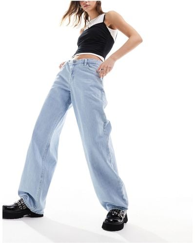 Dr. Denim Hill Low Waist Relaxed Fit Wide Straight Leg Jeans - Blue