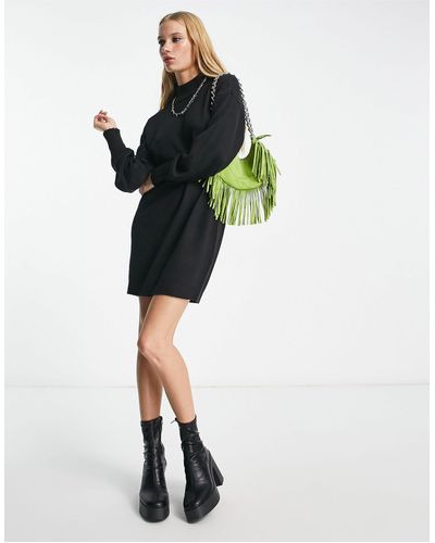 Vero Moda Hoogsluitende Mini Trui-jurk - Zwart