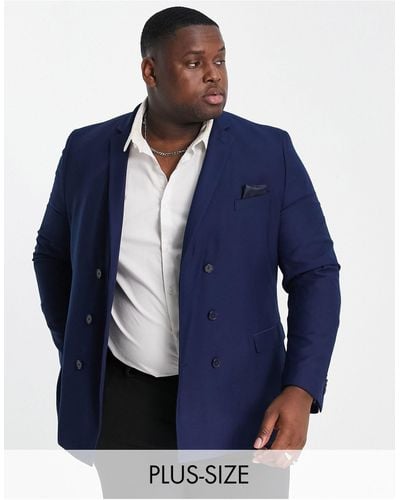 French Connection Plus Slim Fit Plain Suit Jacket - Blue