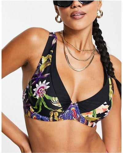Figleaves Fuller Bust Paradise Island Underwire Bikini Top - Black