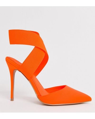 ASOS Wide Fit Payback Elastic High Heels - Orange