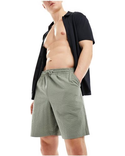 New Look Seersucker Shorts - Green