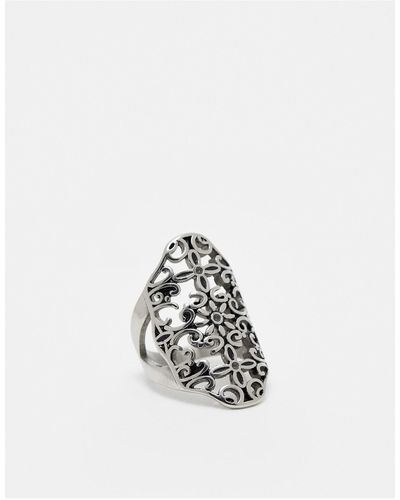 Reclaimed (vintage) – romantischer ring aus edelstahl - Weiß