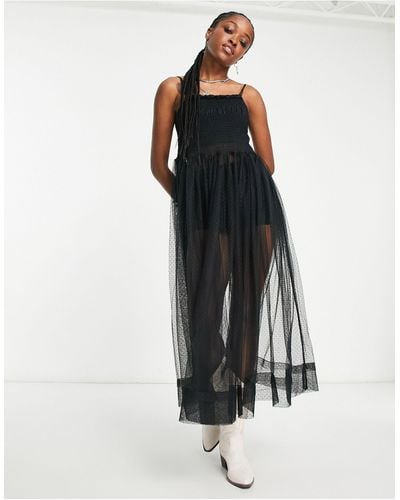 Free People Lacey Slip Midi Cami Dress - Black