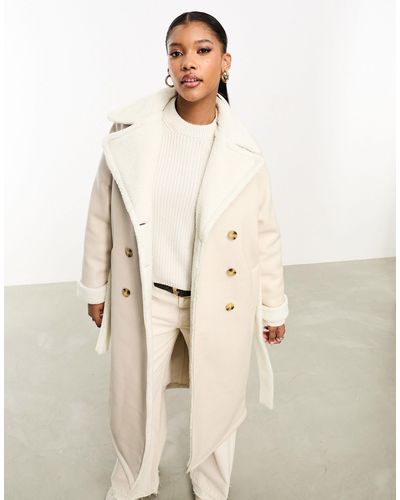 Threadbare Lois - cappotto stile aviatore taglio lungo color pietra con finiture - Neutro