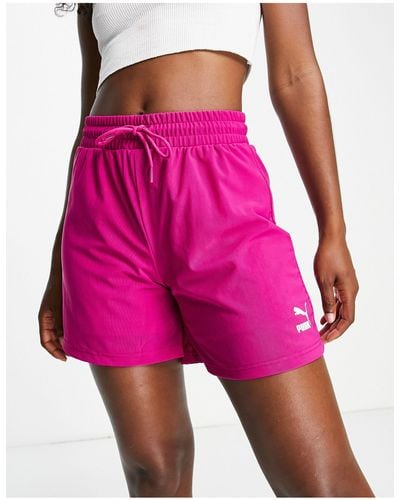 PUMA Organza Mesh High Waisted Shorts - Pink