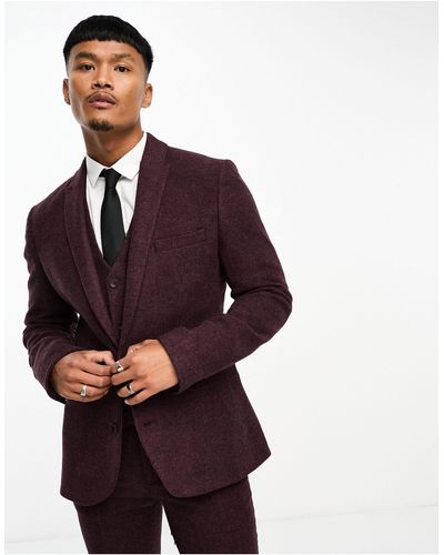 ASOS Wedding Super Skinny Wool Mix Suit Jacket - Purple