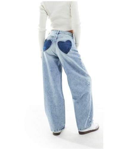 Fashion Heart Printed Y2k Baggy Jeans Women Boyfriend Style High Waist Hot  Pants