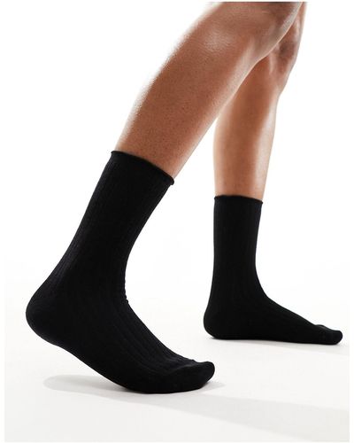 Vero Moda Ribbed Frill Socks - Black
