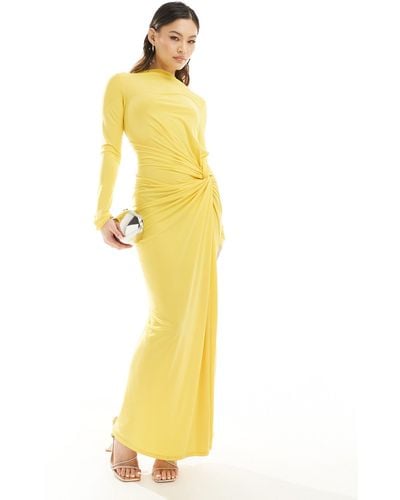 DASKA High Neck Maxi Dress - Yellow