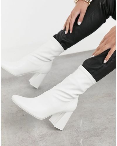 Bershka Heeled Boot - White