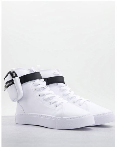 ASOS Dexie High Top Sneakers With Pocket Bag - White