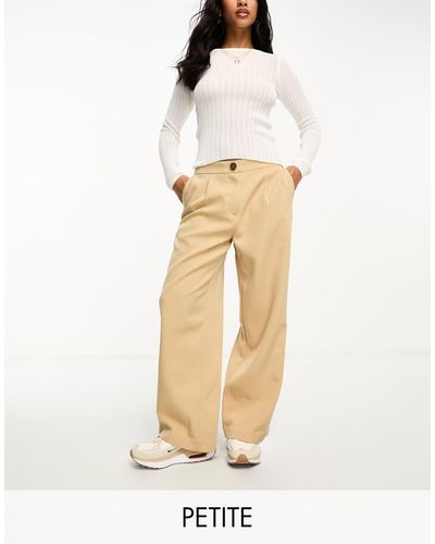 Miss Selfridge Petite - pantaloni sartoriali a fondo ampio color pietra - Bianco