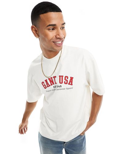 GANT Camiseta color holgada con logo usa - Blanco