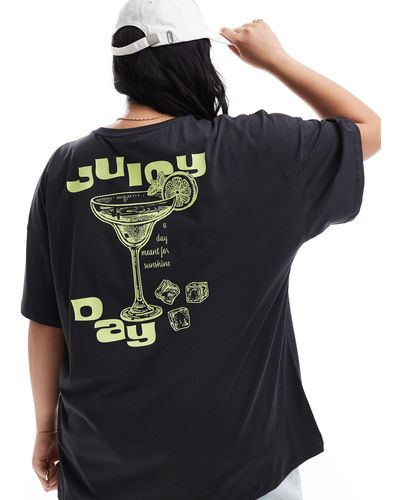 ONLY Juicy Cocktail Back Graphic Oversized Tee - Black