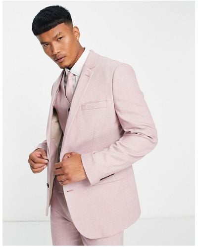 ASOS Smart Oxford Skinny Suit Jacket - Pink