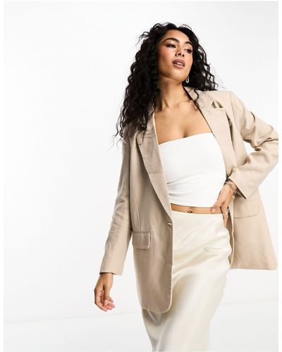 ONLY Blazer oversize en lin - taupe - Neutre