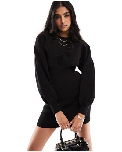 Y.A.S Structured Ribbed Knitted Jumper Dress - Black