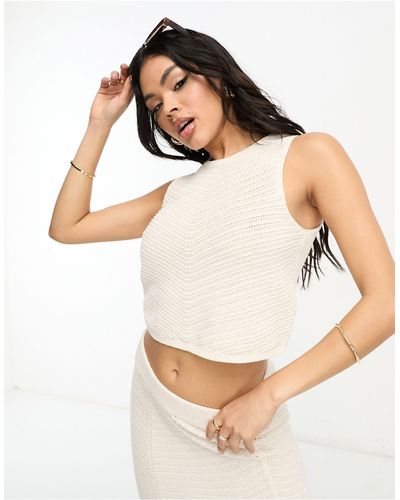 Lindex Juni Knitted Crop Top Co-ord - White