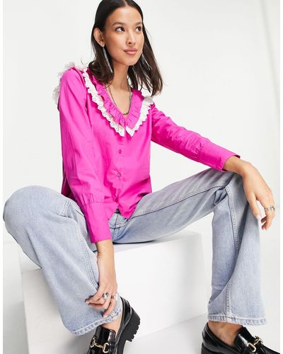 ONLY Ruffle Collar Blouse - Pink