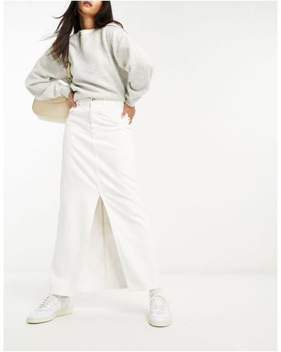 Mango Falda larga blanca con abertura - Blanco