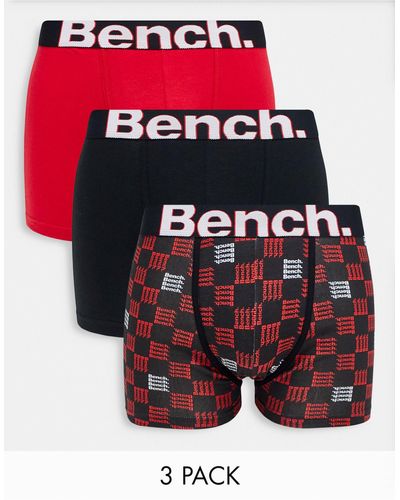 Bench Set Van 3 Boxershorts Met Jacquard Tailleband - Rood