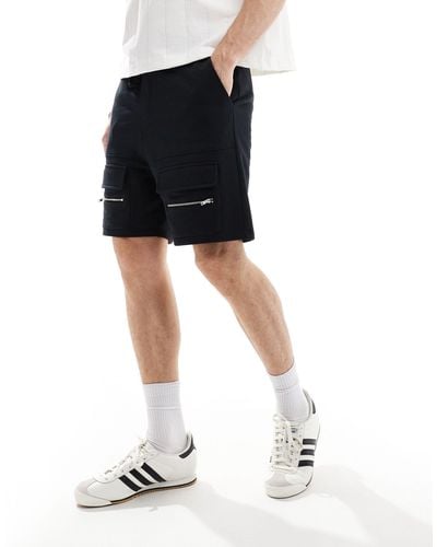 ASOS Slim Fit Utility Shorts With Front Pocket Detail - Black
